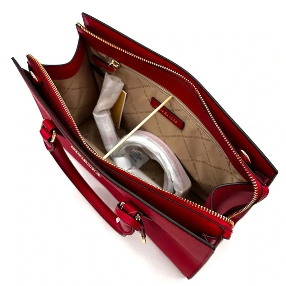 Michael Kors Sheila Medium Center Zip Satchel Bag Bright Red (NWT) - Picture 9 of 13